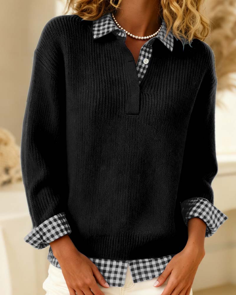 Hannah | Classic Check-Collar Sweater
