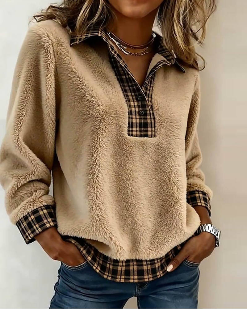 Naomi | Cozy Check-Collar Sweater