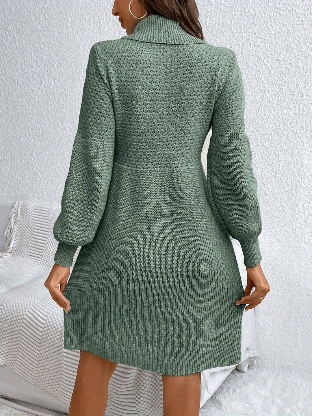 Elara | Elegant High-Neck Knit Sweater Dress
