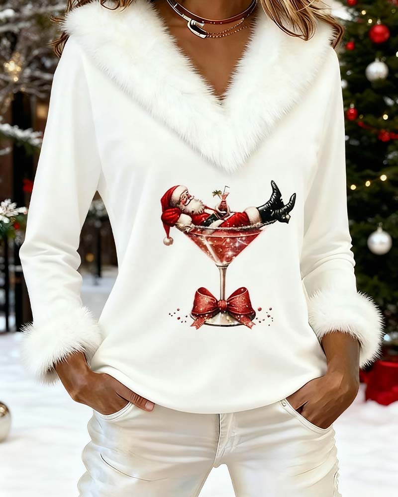 Ember | Festive Trim V-Neck Holiday Top