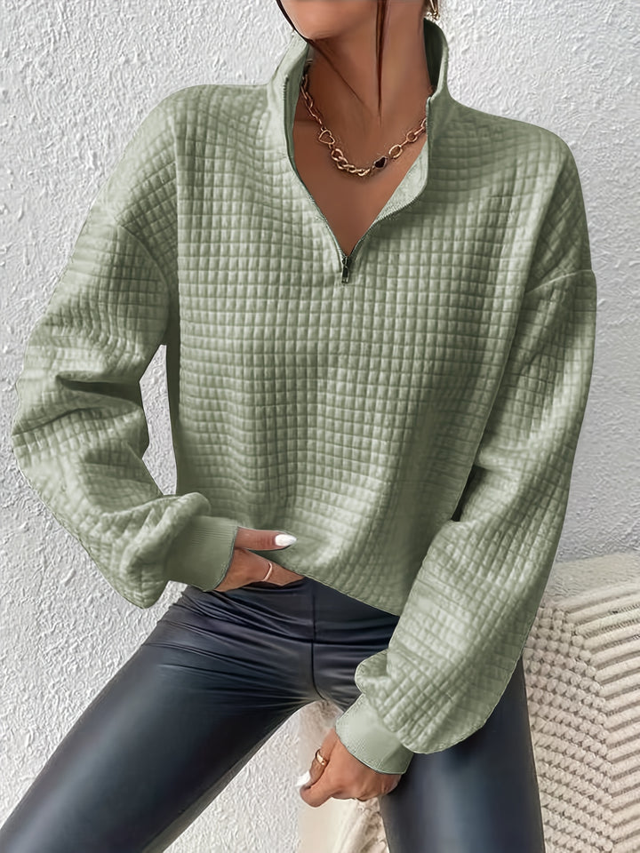 Lena | Quarter-Zip Waffle Knit Pullover