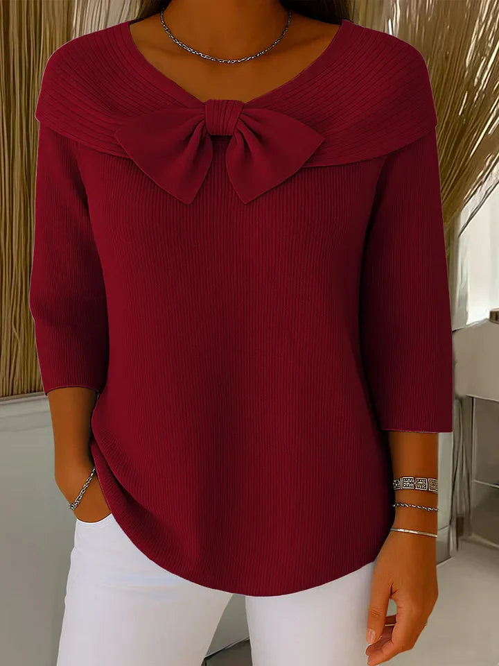 Clara | Elegant Bow-Accent Knit Sweater