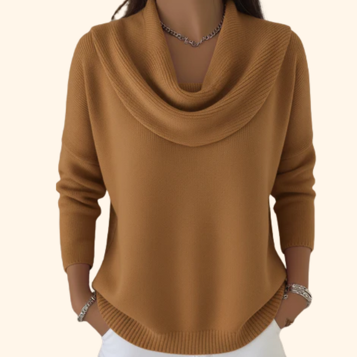 Angela | Elegant Draped Collar Sweater