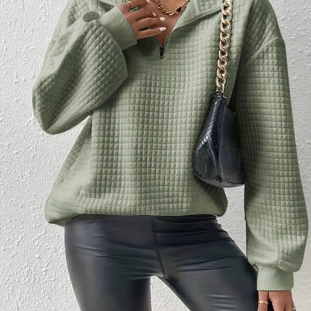 Lena | Quarter-Zip Waffle Knit Pullover