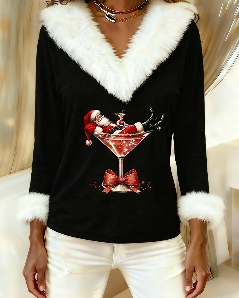 Ember | Festive Trim V-Neck Holiday Top