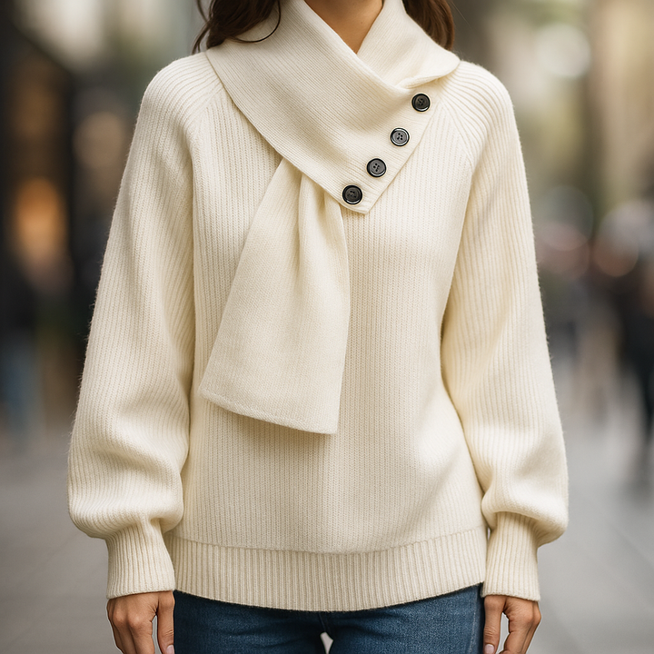 Lydia | Elegant Scarf-Neck Knit Sweater