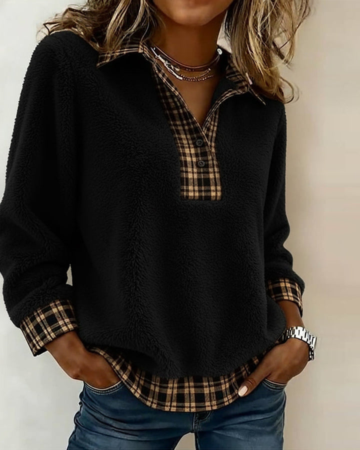 Naomi | Cozy Check-Collar Sweater