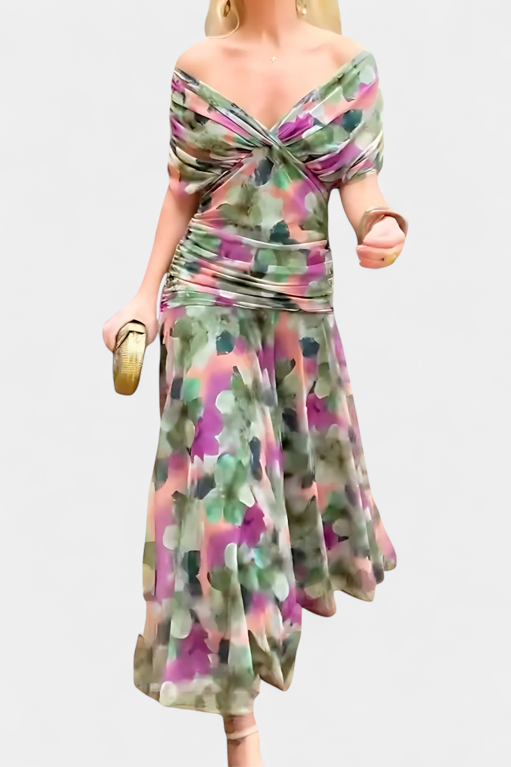 Alondra | Elegant Floral V-Neck Flow Dress