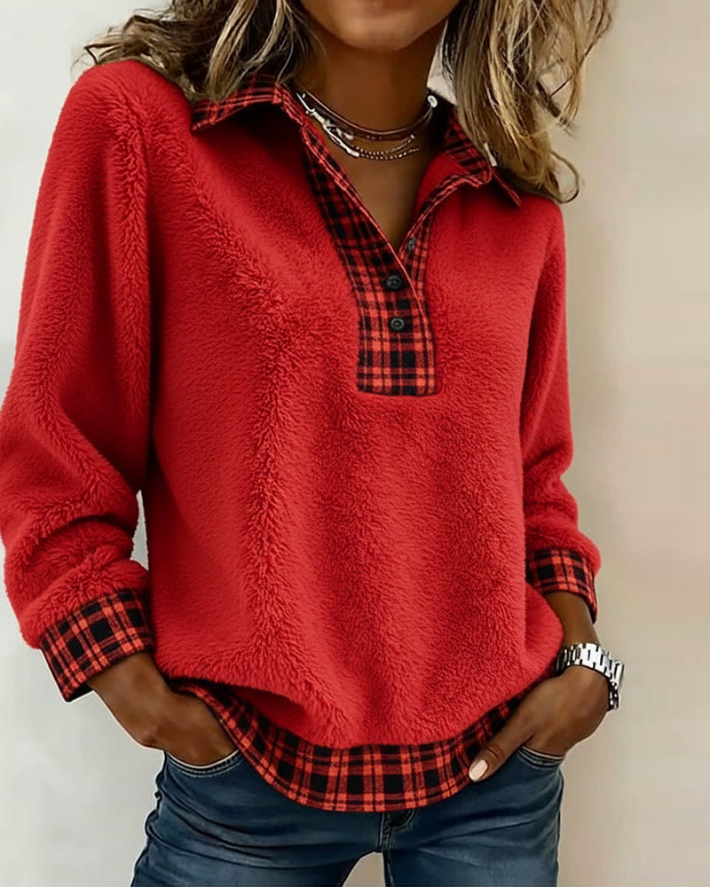 Naomi | Cozy Check-Collar Sweater