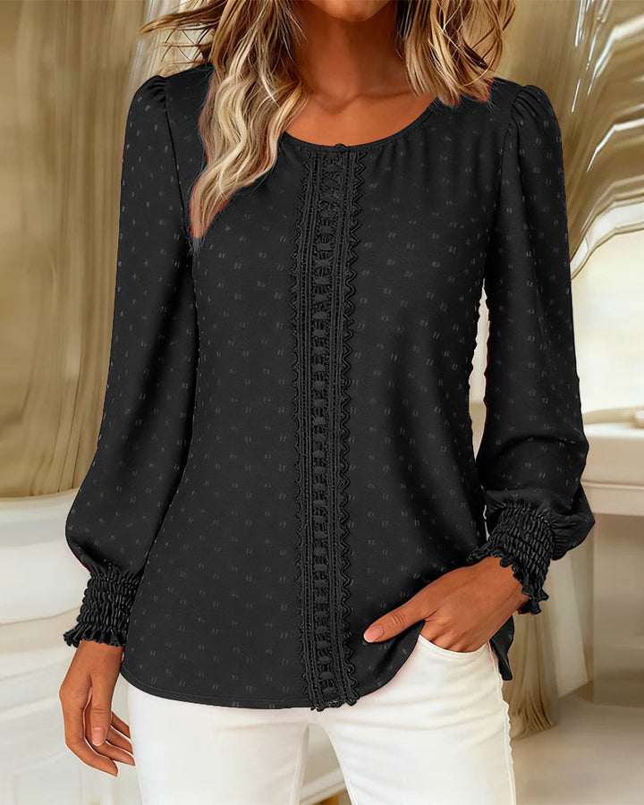 Mira | Elegant Puff-Sleeve Textured Detail Blouse