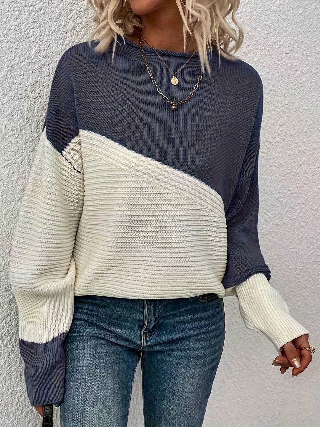 Claire | Elegant Color-Block Knit Sweater