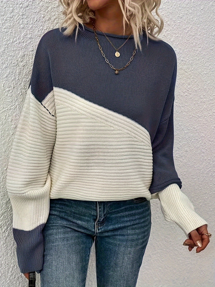 Claire | Elegant Color-Block Knit Sweater