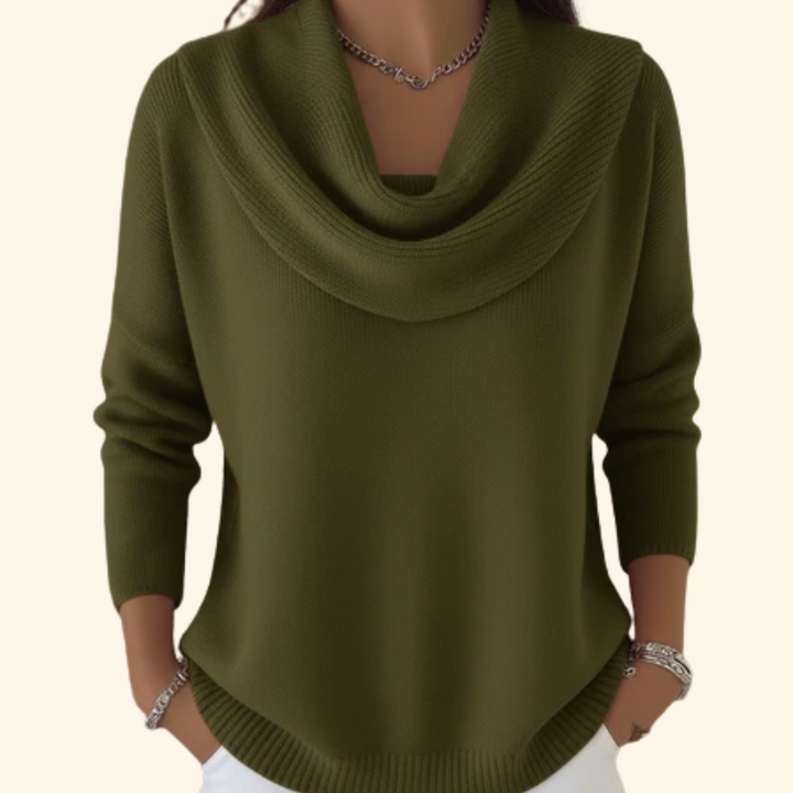 Angela | Elegant Draped Collar Sweater