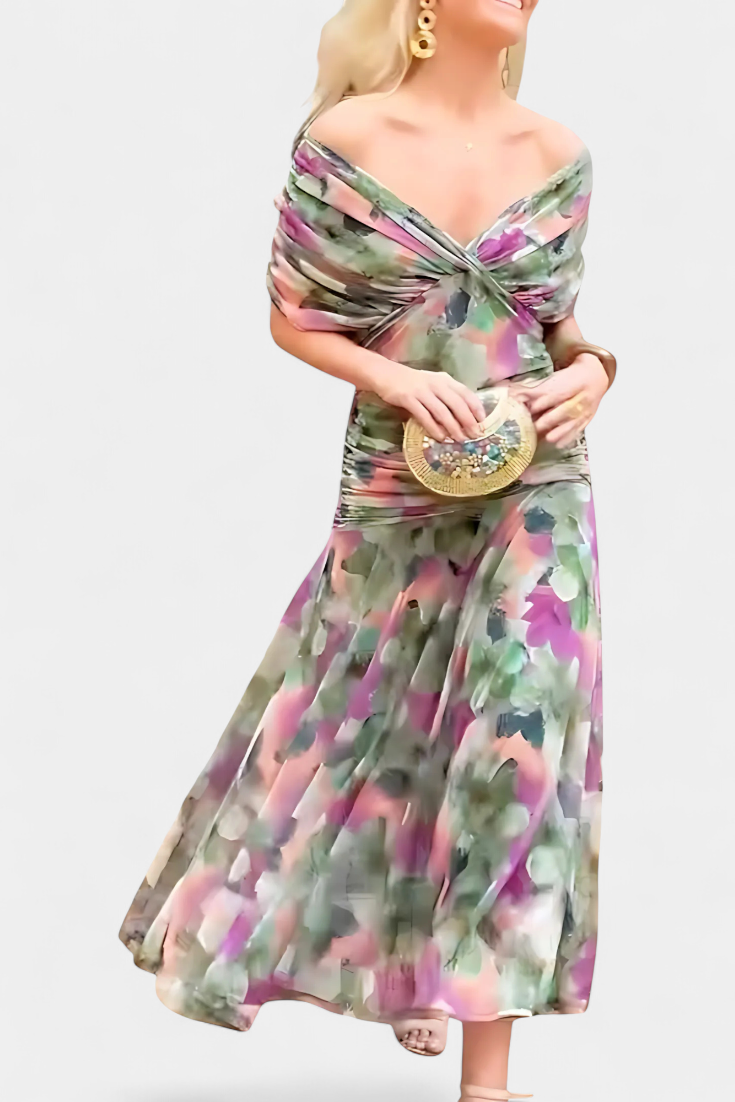 Alondra | Elegant Floral V-Neck Flow Dress