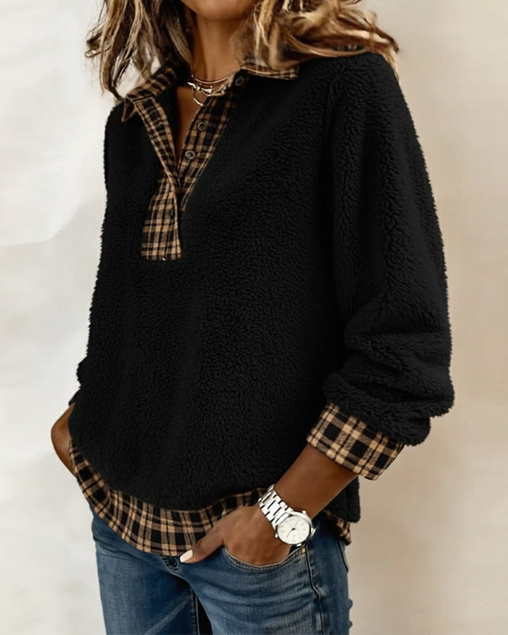 Naomi | Cozy Check-Collar Sweater