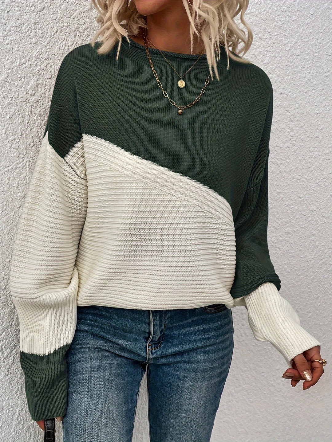 Claire | Elegant Color-Block Knit Sweater