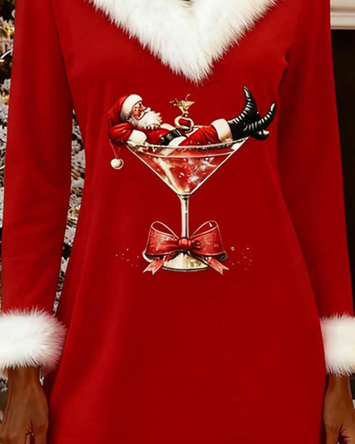 Emily | Festive V-Neck Holiday A-Line Dress