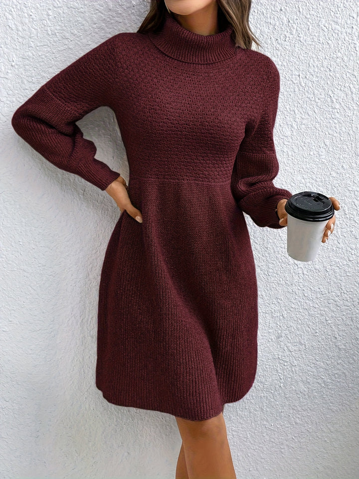 Elara | Elegant High-Neck Knit Sweater Dress