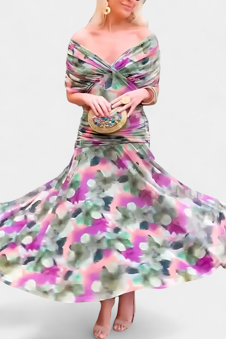 Alondra | Elegant Floral V-Neck Flow Dress