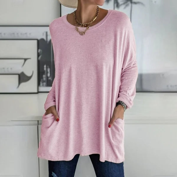 Jenna | Relaxed Scoop-Neck Long Sleeve Top