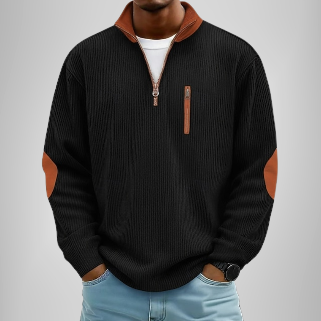 Logan | Elegant Half-Zip Ribbed Pullover