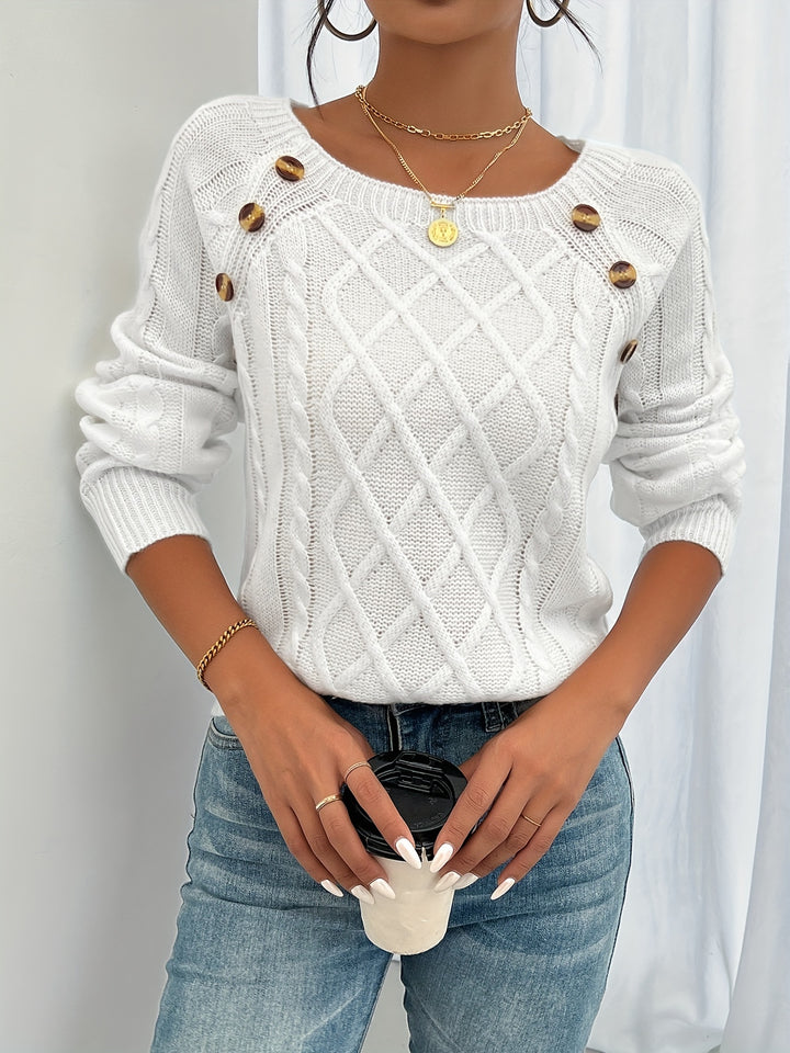 Olivia | Elegant Button Detail Knit Sweater