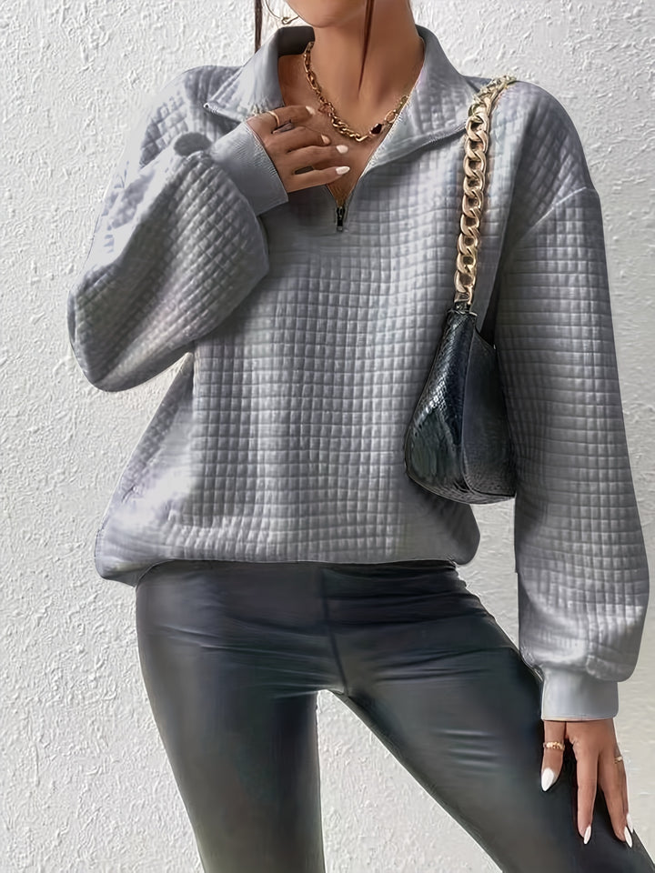 Lena | Quarter-Zip Waffle Knit Pullover