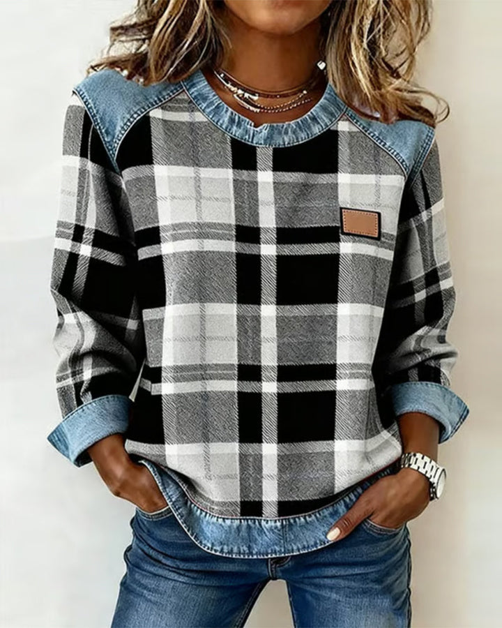 Riley | Patchwork Round-Neck Pullover Sweatshirt