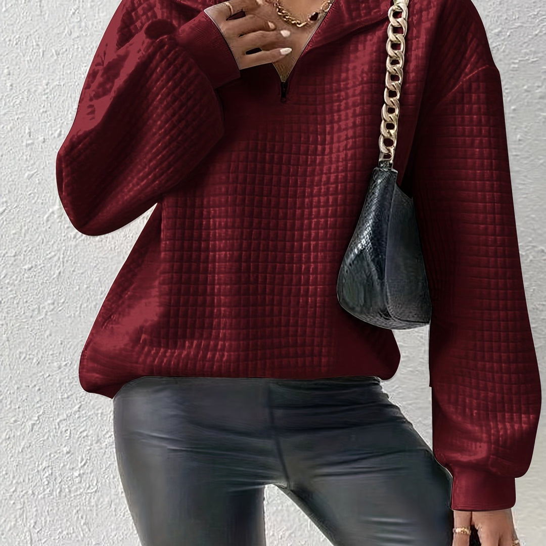 Lena | Quarter-Zip Waffle Knit Pullover