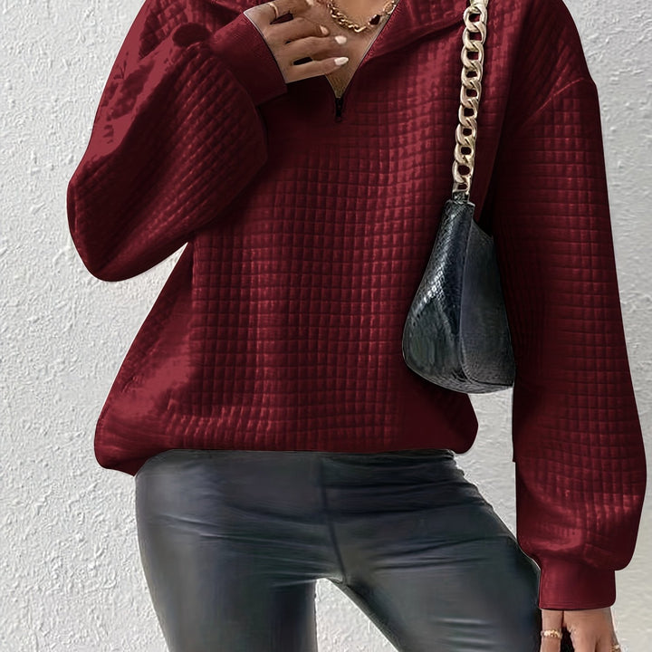 Lena | Quarter-Zip Waffle Knit Pullover