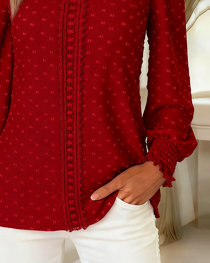Mira | Elegant Puff-Sleeve Textured Detail Blouse