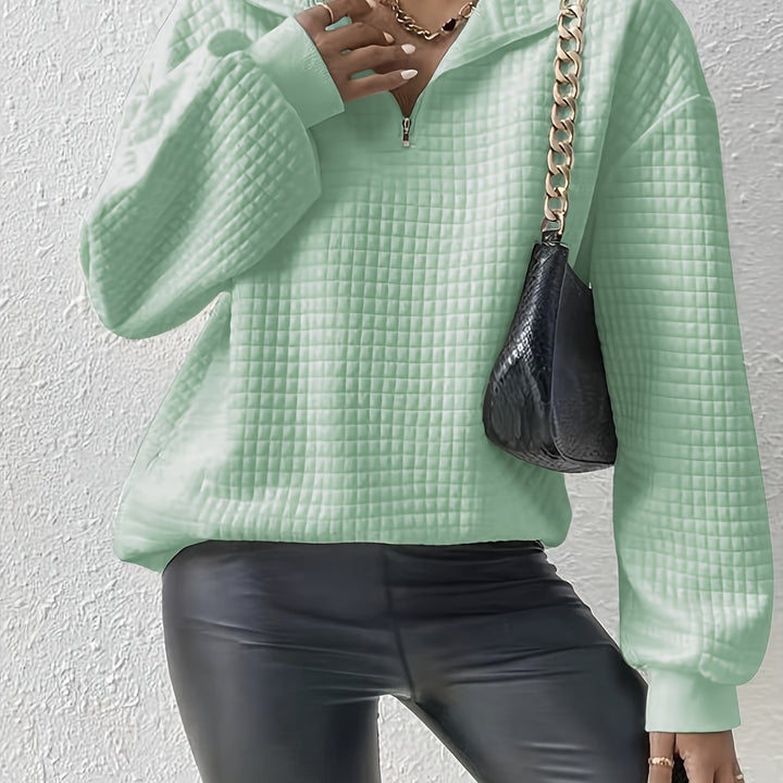 Lena | Quarter-Zip Waffle Knit Pullover