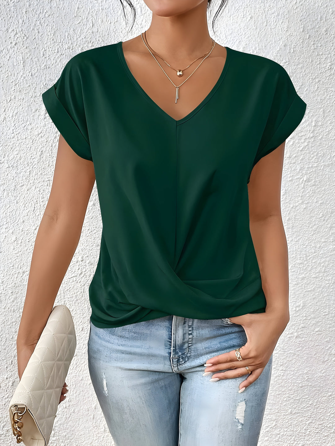 Kathrina | Twist Front V-Neck Top