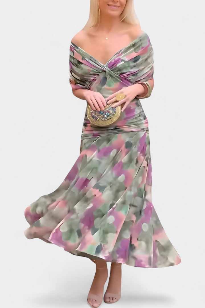 Alondra | Elegant Floral V-Neck Flow Dress