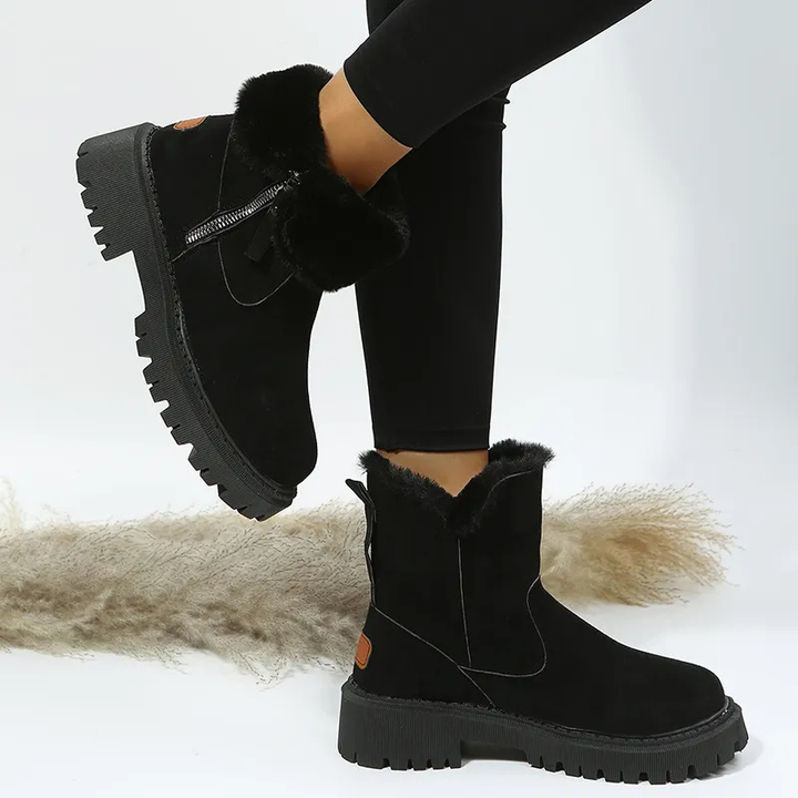Elena | Elegant Zip-Detail Winter Ankle Boots