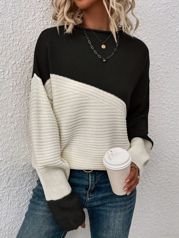 Talia | Chic Two-Tone Drop-Shoulder Style Pullover