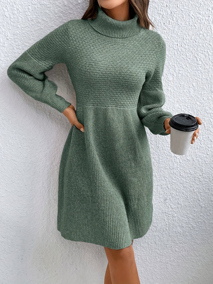 Elara | Elegant High-Neck Knit Sweater Dress