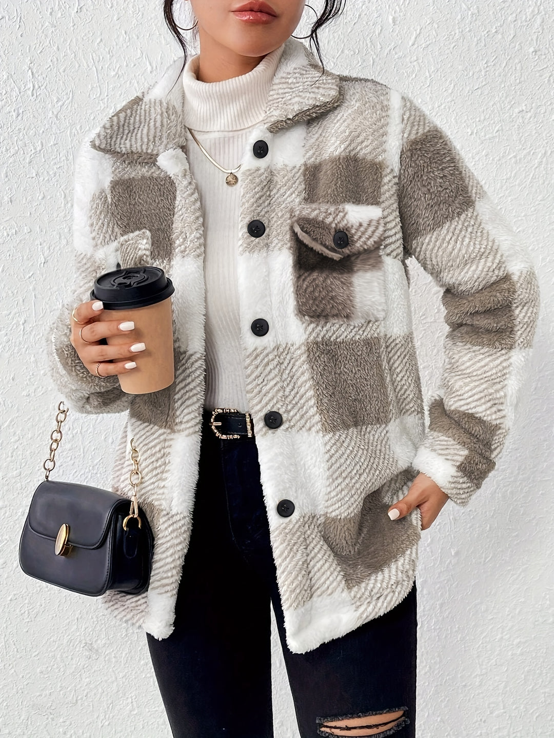 Tessa | Cozy Checkered Overshirt Jacket