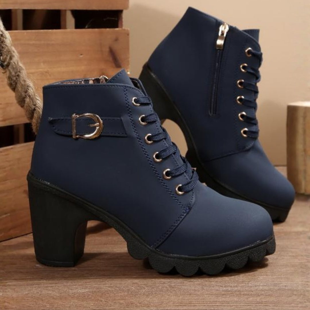 Nora | Bold Lace-Up Buckle Ankle Boots