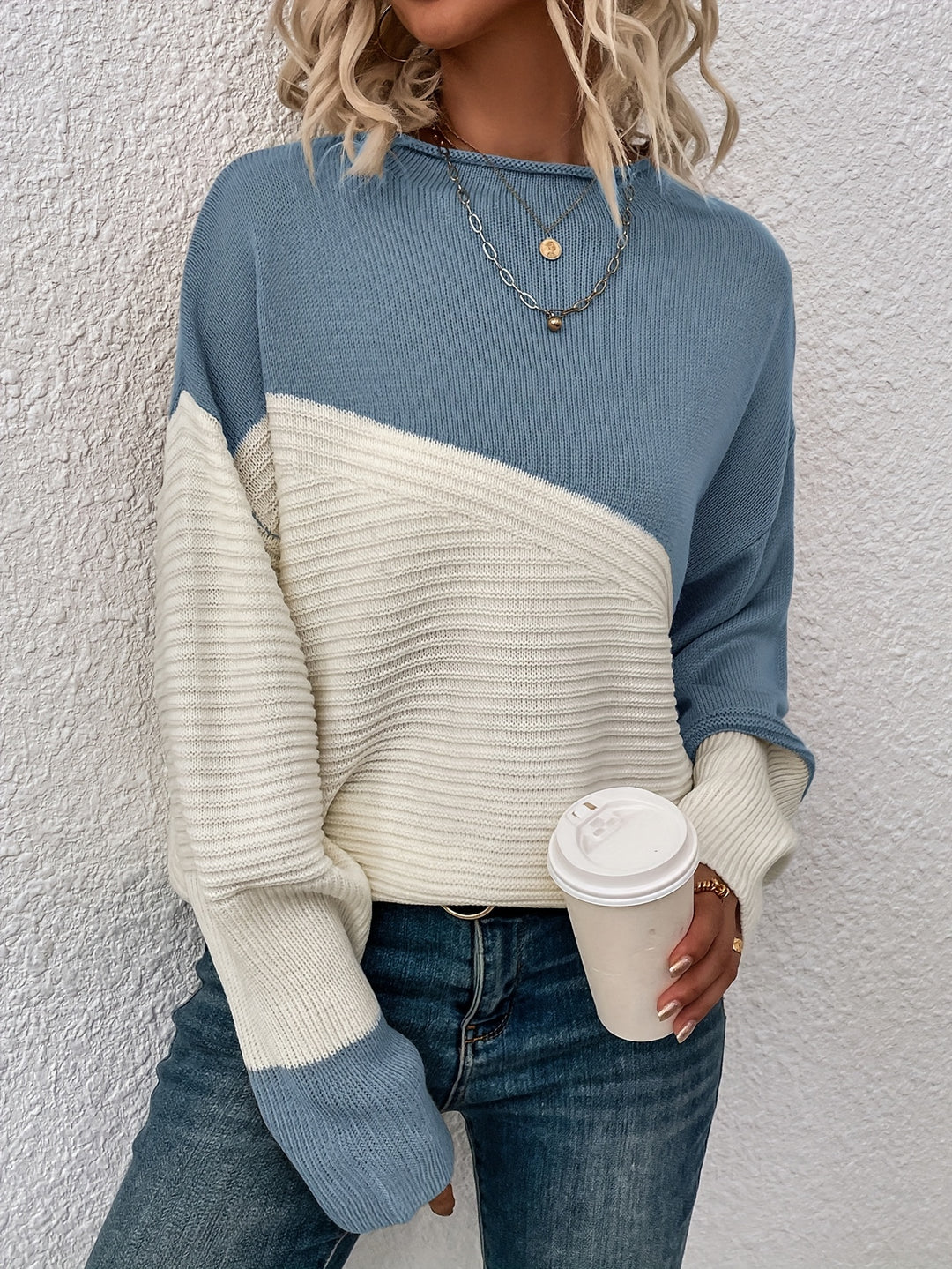 Claire | Elegant Color-Block Knit Sweater