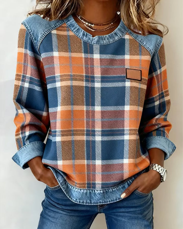 Riley | Patchwork Round-Neck Pullover Sweatshirt
