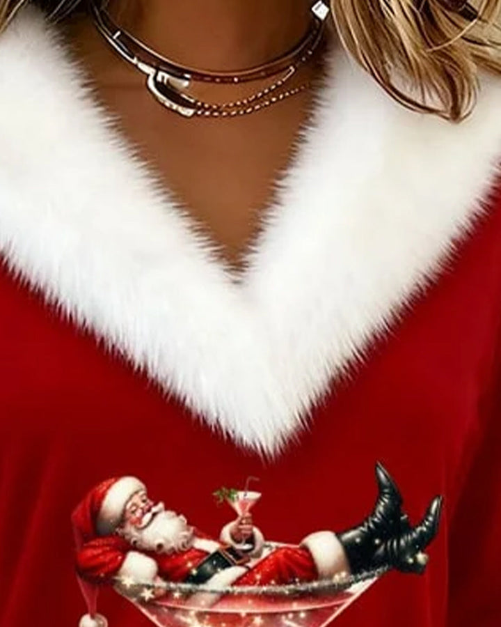 Ember | Festive Trim V-Neck Holiday Top