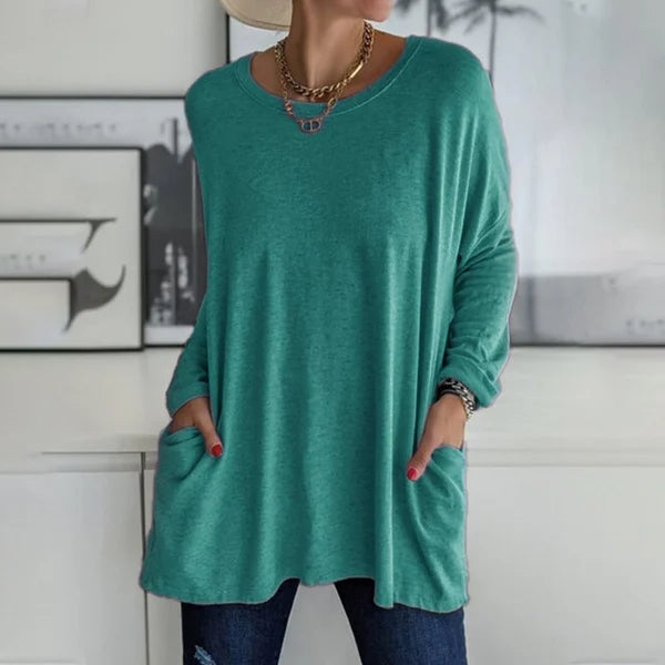 Jenna | Relaxed Scoop-Neck Long Sleeve Top