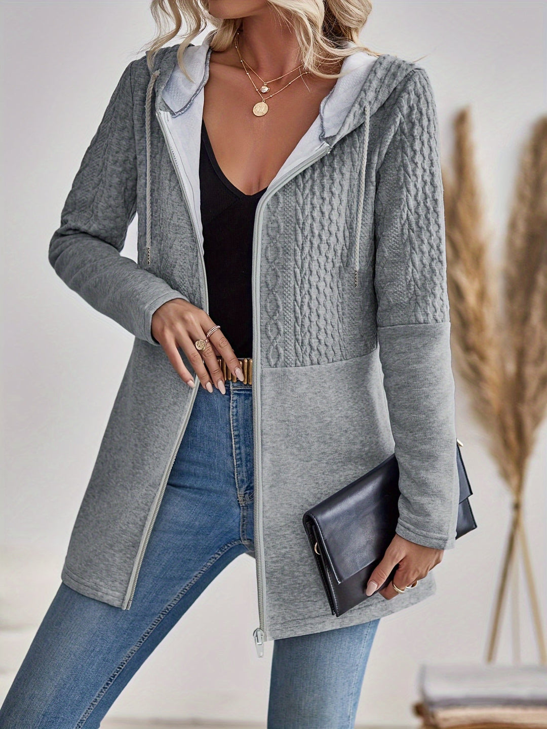 Lena | Refined Zip-Front Hooded Cardigan