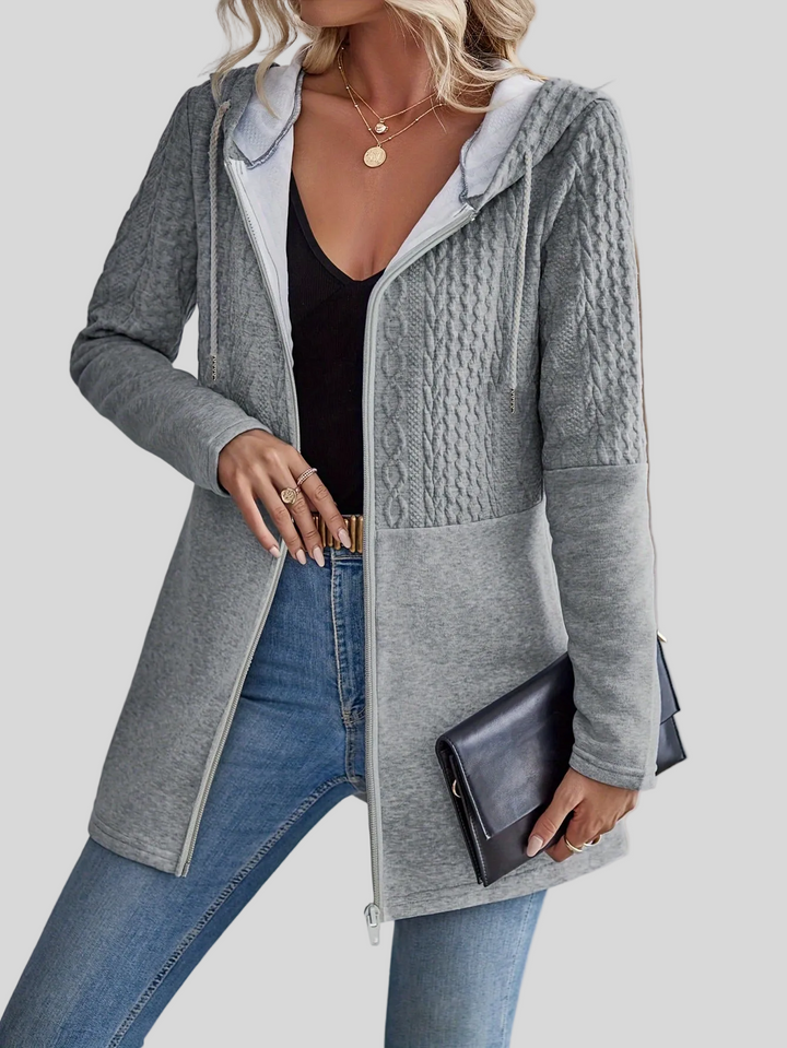 Lena | Refined Zip-Front Hooded Cardigan