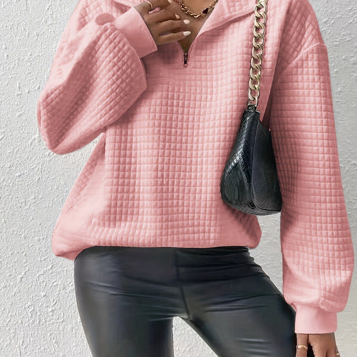 Lena | Quarter-Zip Waffle Knit Pullover