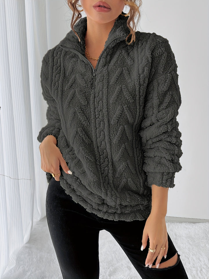 Lauren | Elegant Textured Zip Sweater