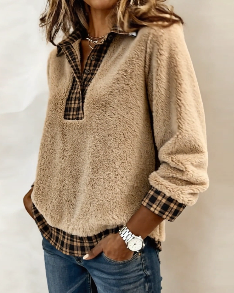 Naomi | Cozy Check-Collar Sweater