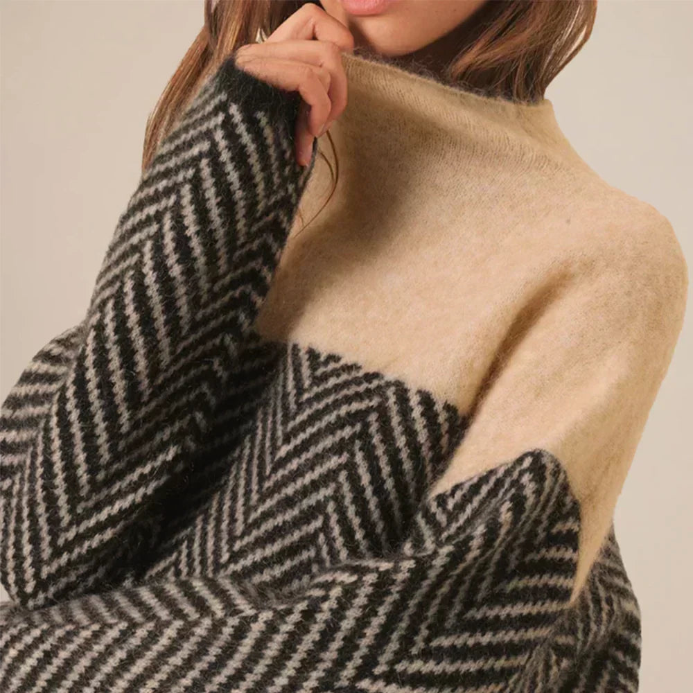 Eva | Herringbone Knit Sweater