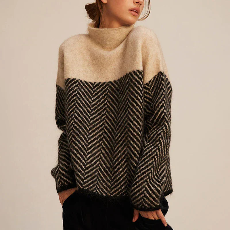 Eva | Herringbone Knit Sweater